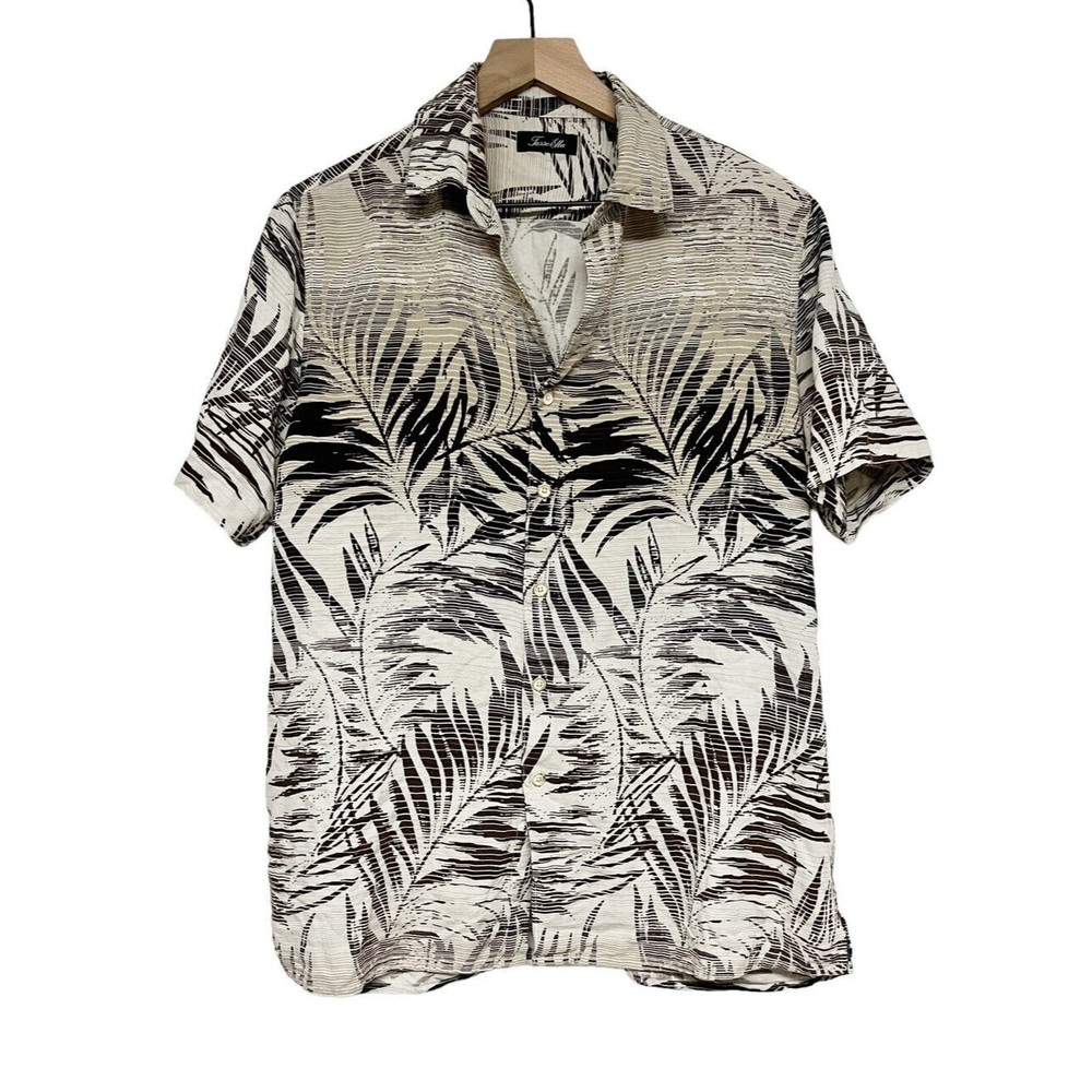 Tasso Elba Mens Silk Printed Short Sleeve Casual Shirt Size Medium Hawaiian